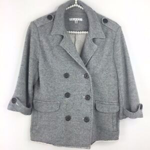 CABI # 393 Gray Shrunken Peacoat Jacket L